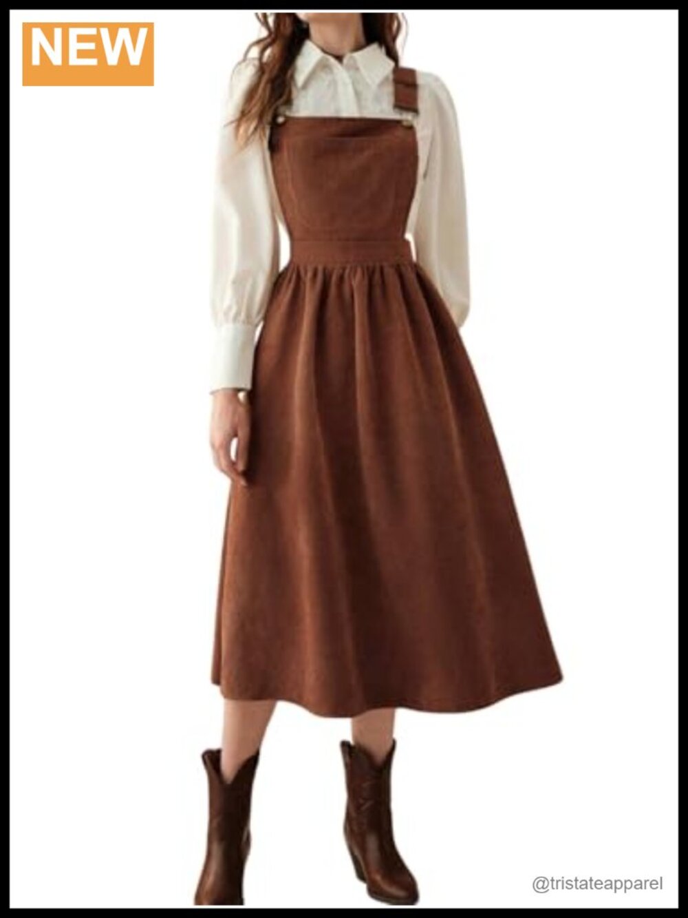Corduroy Overall Dress Adjustable Strap A Line Midi Jumper
